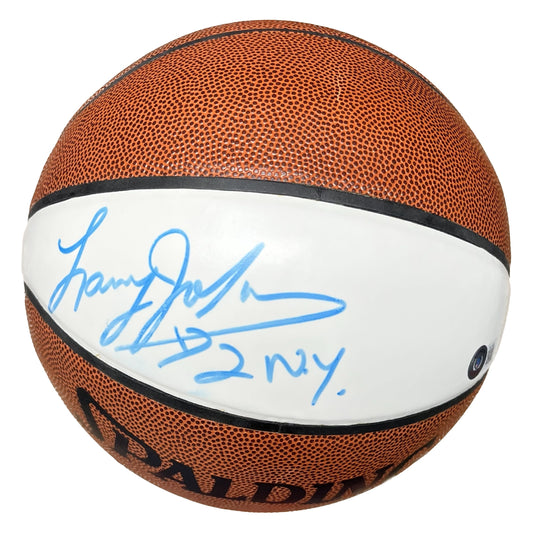 Larry Johnson Autographed New York Knicks Spalding White Panel Basketball Beckett