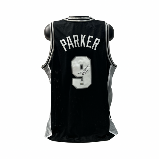 Tony Parker Autographed San Antonio Spurs Black Jersey Beckett