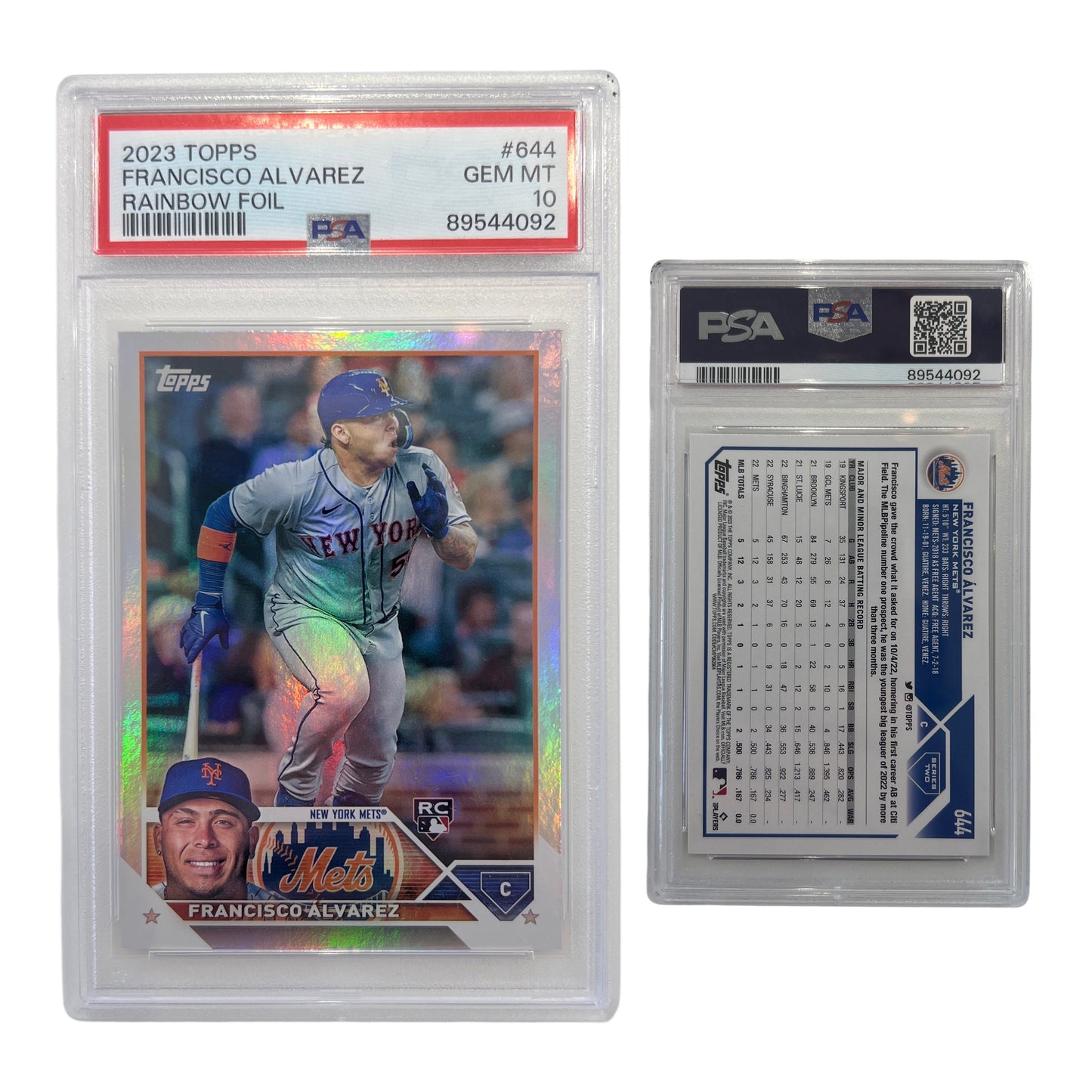 2023 Francisco Alvarez Topps Rainbow Foil #644 PSA GEM MT 10