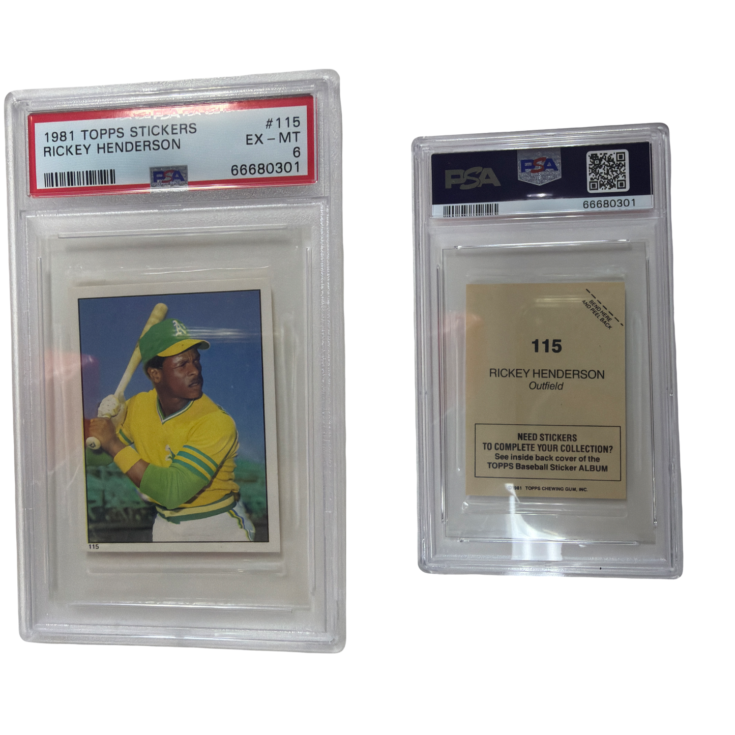 1981 Topps Rickey Henderson Album Sticker #115 PSA 6