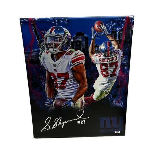 Sterling Shepard Autographed New York Giants 16x20 Canvas PSA