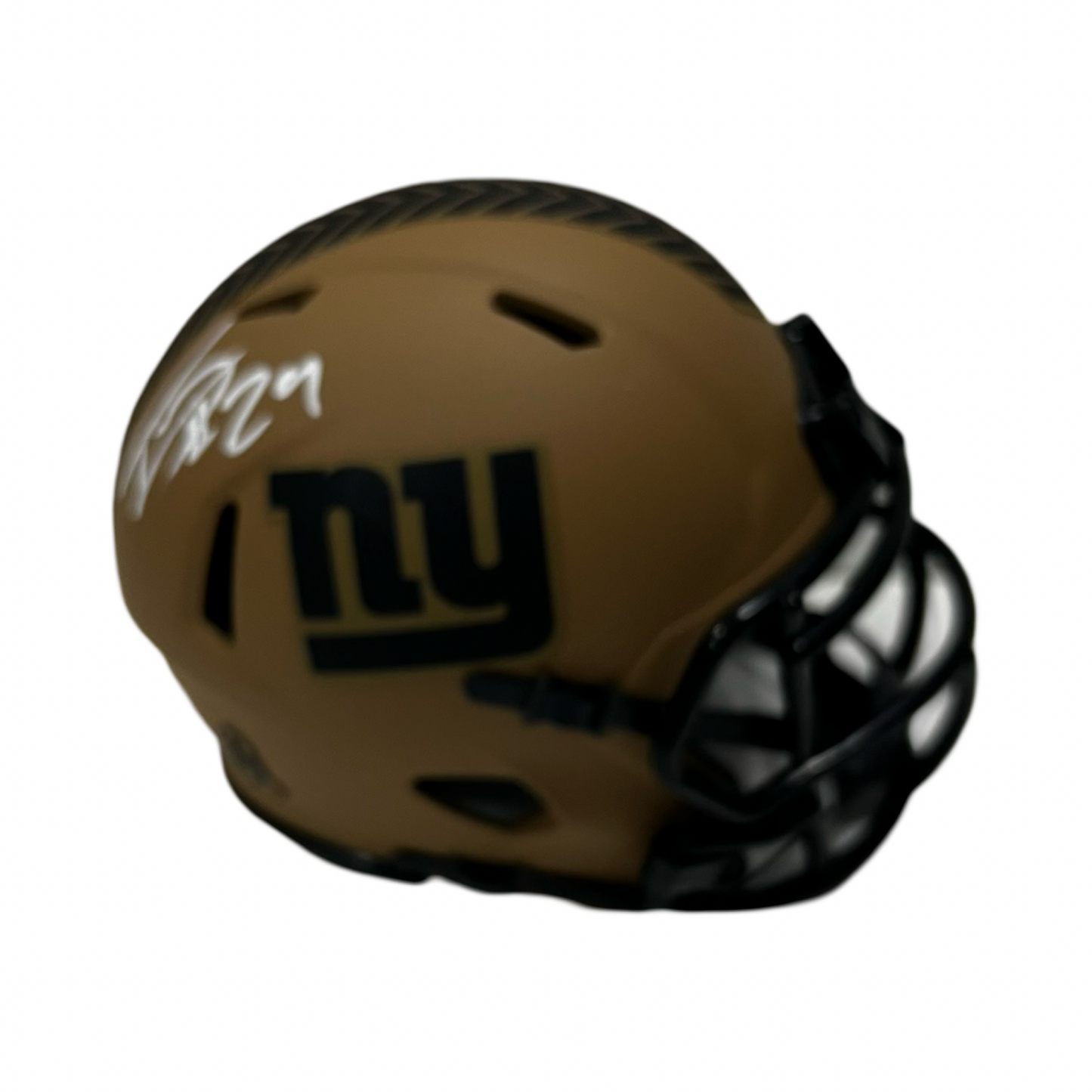 Tyrone Tracy Autographed New York Giants Mocha Salute To Service Mini Helmet Beckett