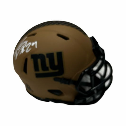 Tyrone Tracy Autographed New York Giants Mocha Salute To Service Mini Helmet Beckett