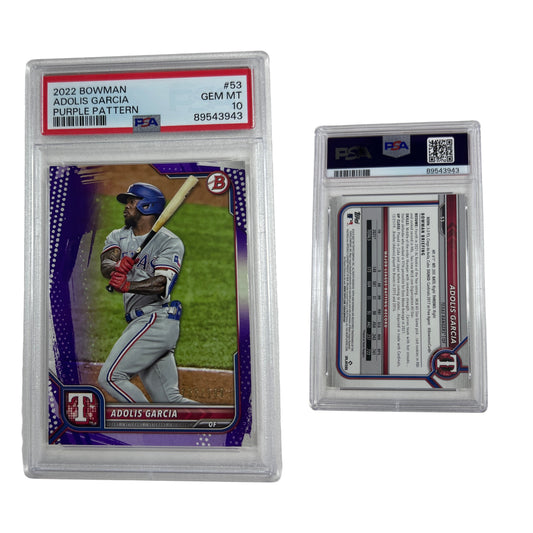 2022 Bowman Adolis Garcia Purple Pattern /199 #53 PSA GEM MT 10