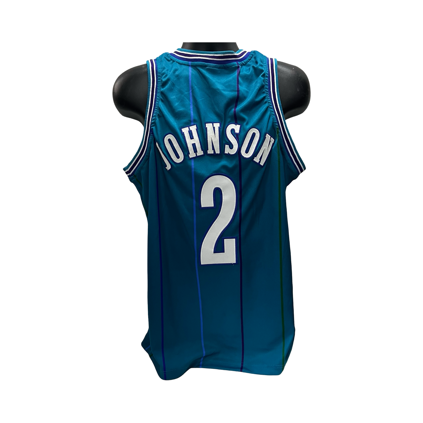 Larry Johnson Unsigned Charlotte Hornets Teal Jersey