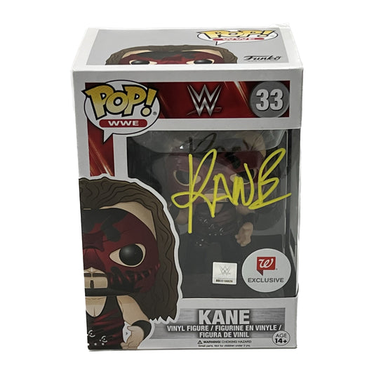 Kane Autographed WWE Funko Pop Yellow Ink Steiner CX