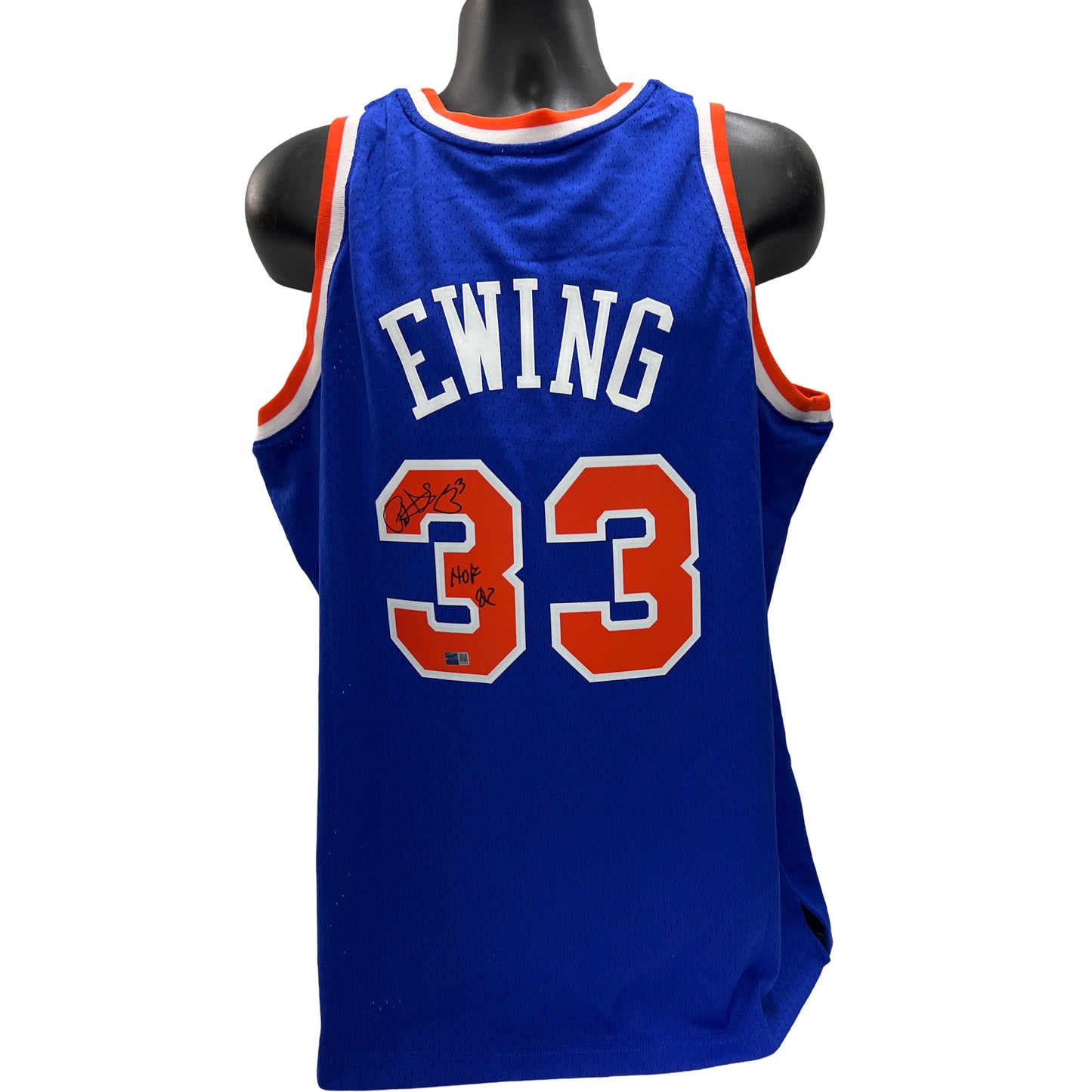 Patrick Ewing Autographed New York Knicks Mitchell & Ness Blue Jersey "HOF 08" Steiner CX