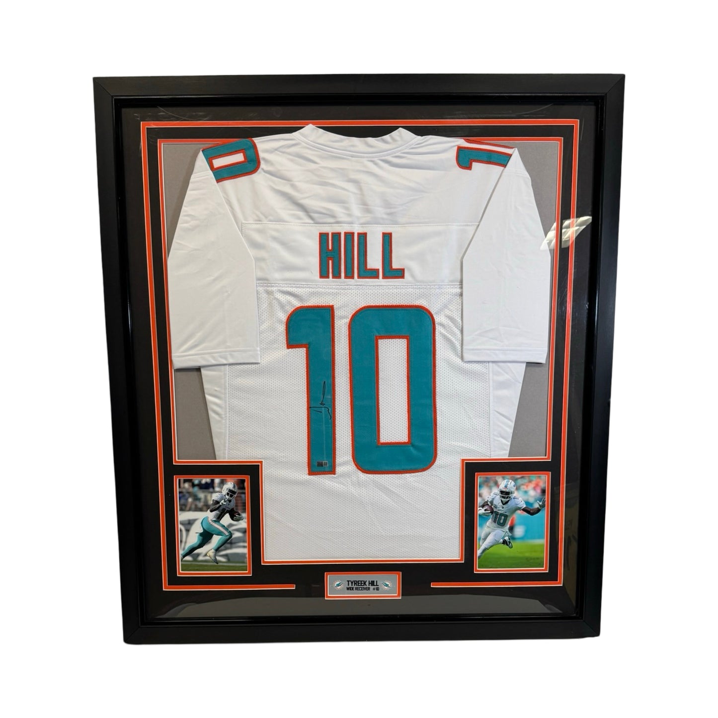 Tyreek Hill Autographed Miami Dolphins Framed White Jersey JSA 35x40 Frame Steiner CX