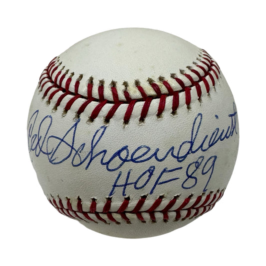 Red Schoendienst Autographed Official National League Baseball "HOF 89" Inscription JSA