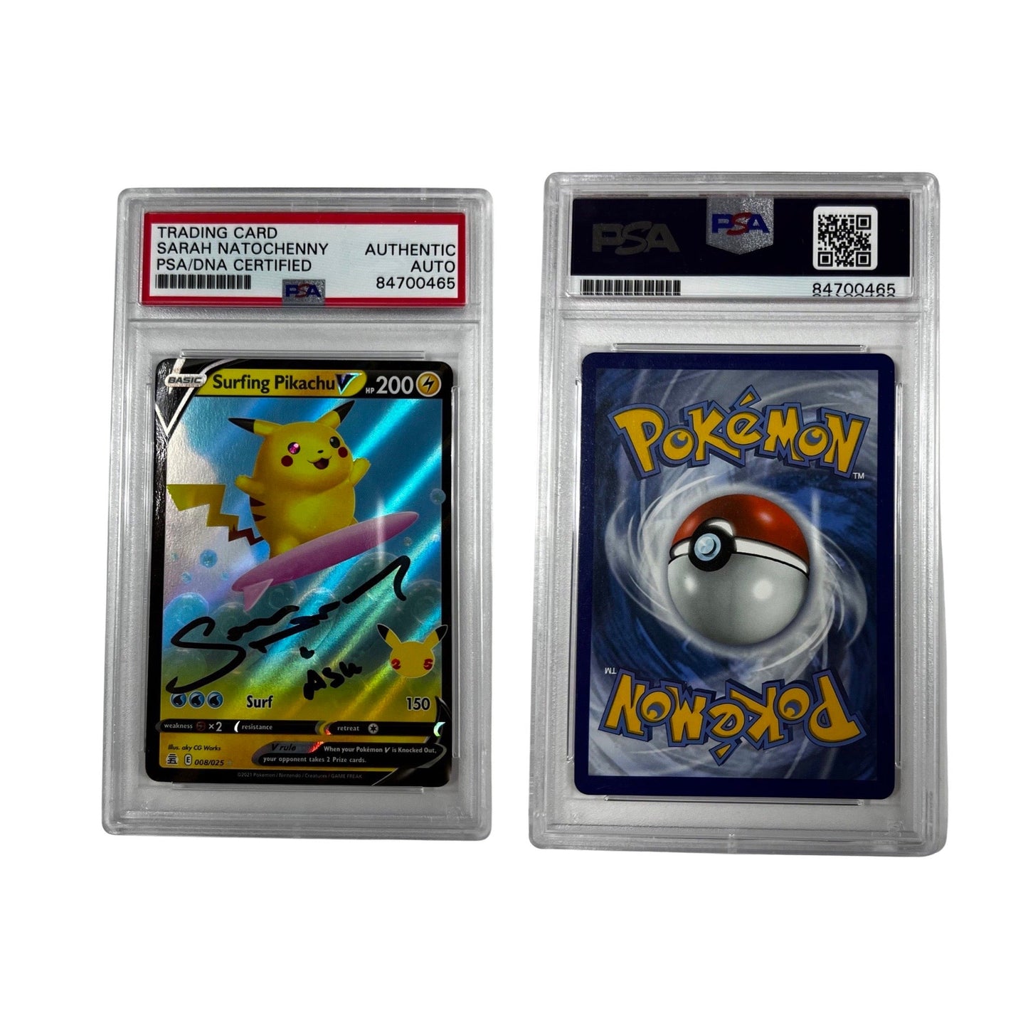 Sarah Natochenny Autographed Surfing Pikachu #8 Pokemon Celebrations