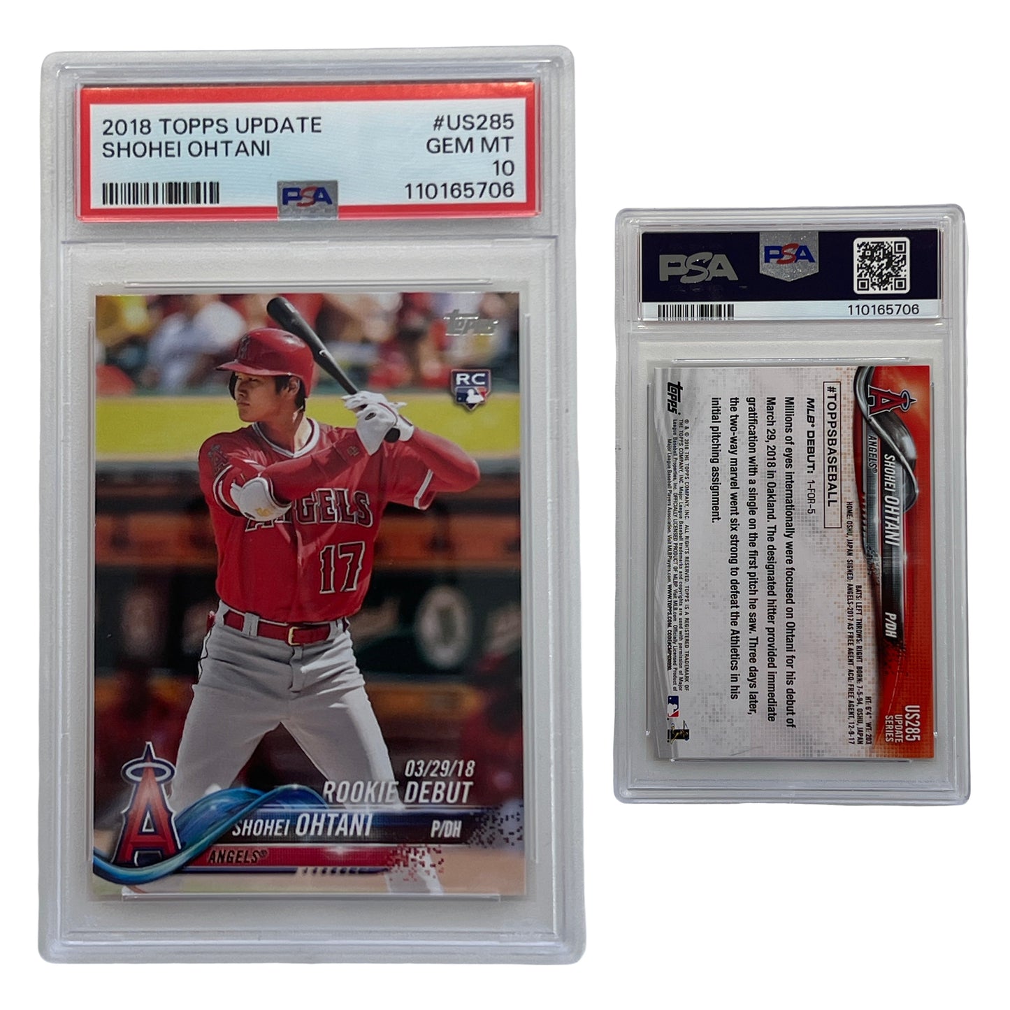 2018 Shohei Ohtani Topps Update #US285 PSA GEM MT 10