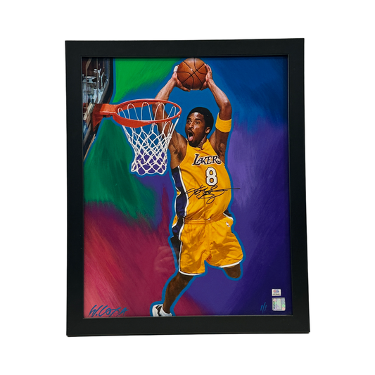 Kobe Bryant Autographed Los Angeles Lakers Bill Lopa 1 of 1 Framed Art Upper Deck COA