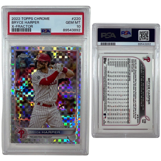 2022 Topps Chrome Bryce Harper X-Fractor #220 PSA GEM MT 10