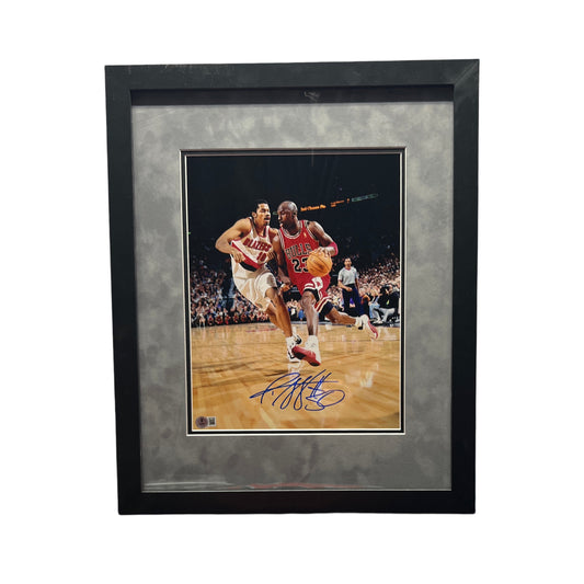 Rasheed Wallace Autographed Portland Trailblazers Framed vs Michael Jordan 11x14 Beckett