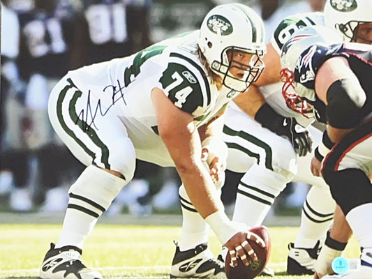 Nick Mangold Autographed Pre-Snap White Pants 11x14 Beckett