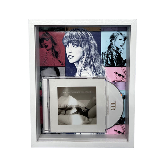 Taylor Swift Tortured Poets 8x10 Framed CD Squares Collage White Frame