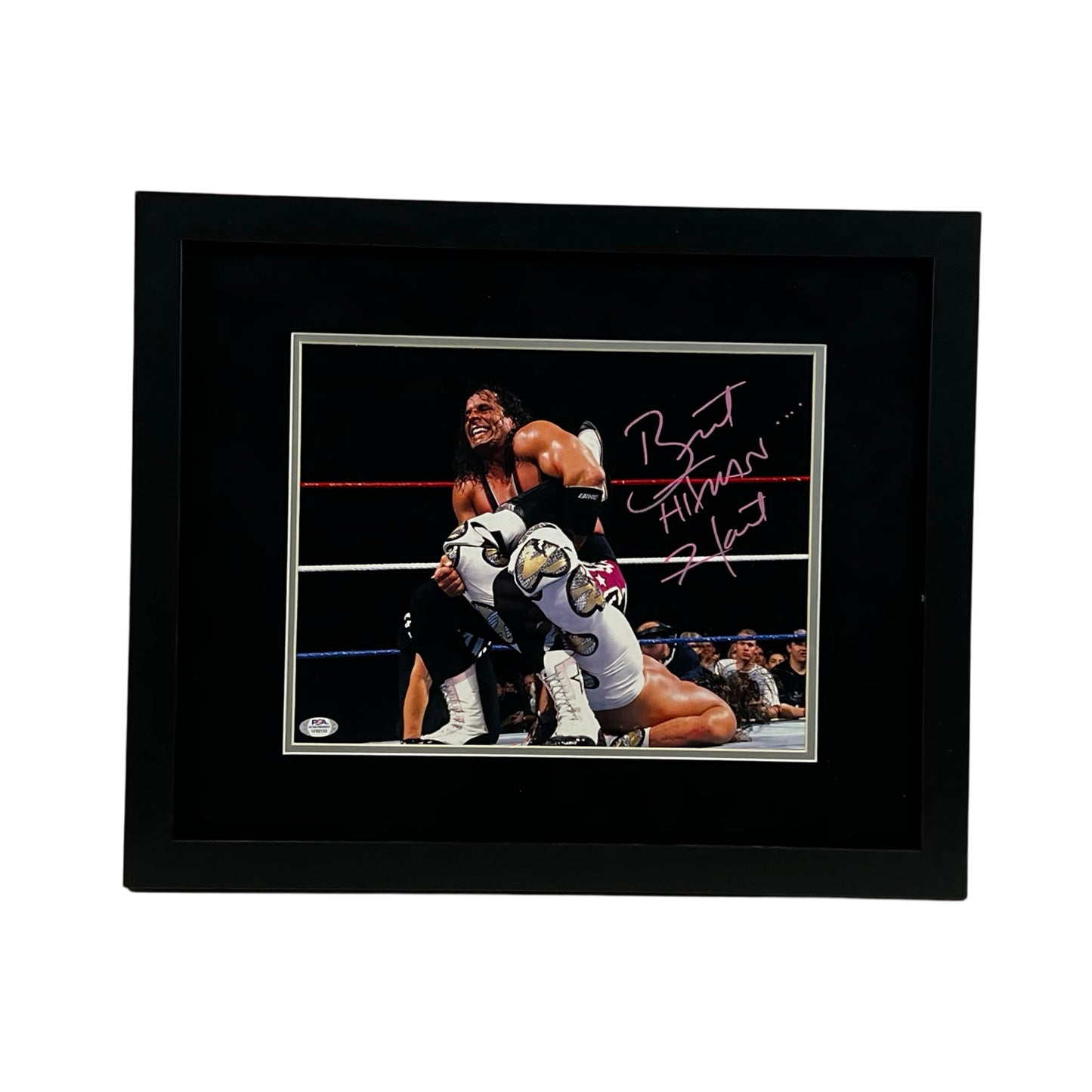 Bret Hart Autographed WWE Framed Sharpshooter on Shawn Michaels 11x14 PSA