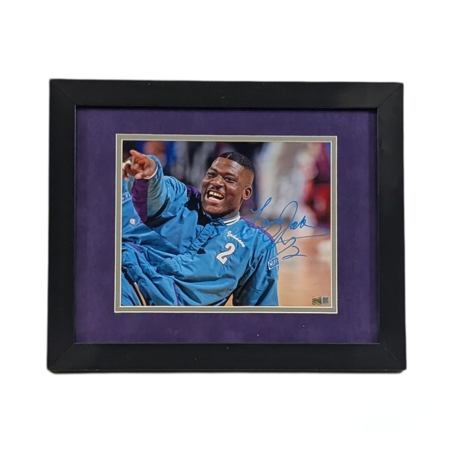 Larry Johnson Autographed Charlotte Hornets Pre-Game Framed 8X10 Steiner CX