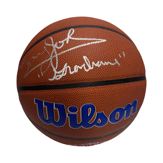 Larry Johnson Autographed New York Knicks Inscribed "Grandmama" Wilson Basketball Beckett