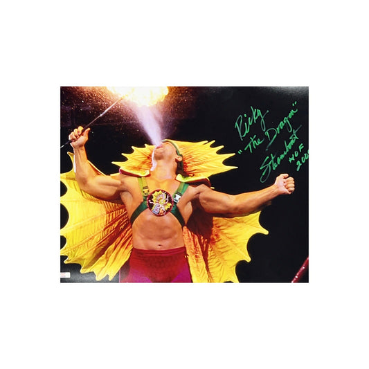 Ricky Steamboat Autographed Horizontal 16x20 The Dragon, WWE HOF 2009 Inscriptions Green Ink Steiner CX