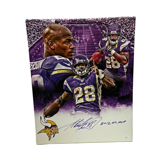 Adrian Peterson Autographed Minnesota Vikings 16x20 Canvas "2012 NFL MVP" JSA