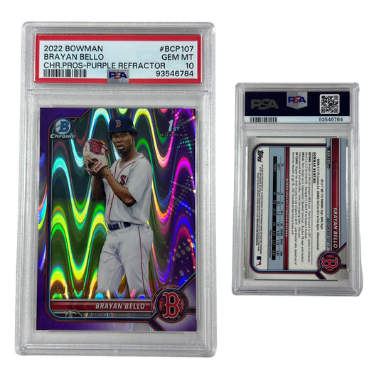 2022 Brayan Bello Bowman Chrome Prospects Purple Refractor /250 #BCP107 PSA MT 10