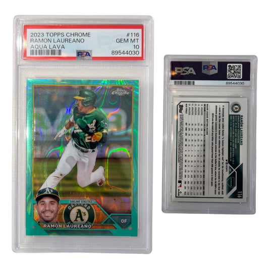 2023 Ramon Laureano Topps Chrome Aqua Lava /199 #116 PSA GEM MT 10