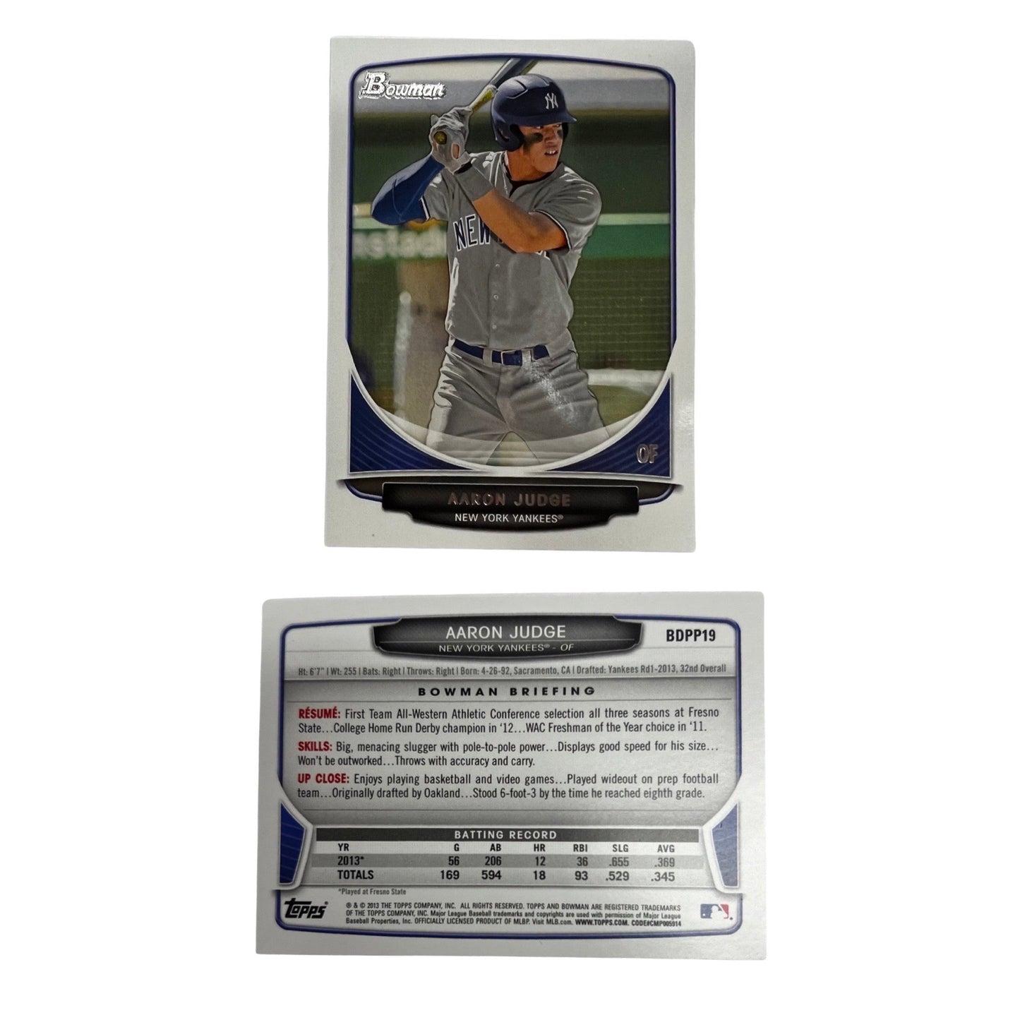 2013 Bowman Draft Pick Prospects Rookie #BDPP19 Aaron Judge