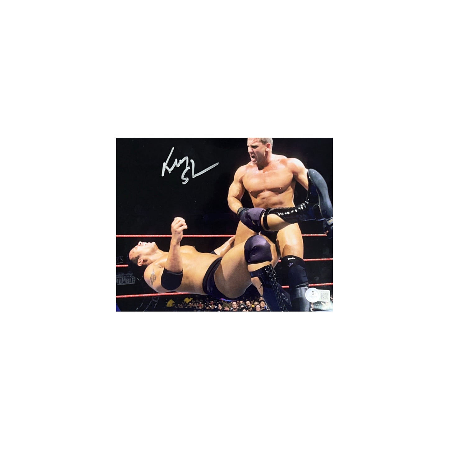 Ken Shamrock Autographed WWE WWF Close-Line On Rock 8x10 Beckett