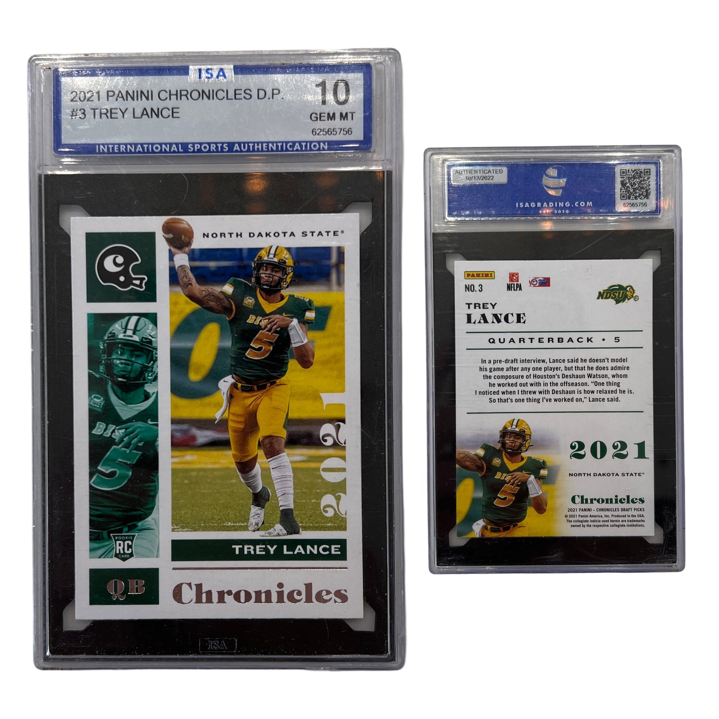 2021 Trey Lance Panini Chronicles Draft Picks Rookie Card #3 ISA 10 MINT