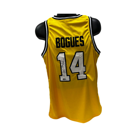 Muggsy Bogues Autographed Wake Forest Yellow Jersey Beckett