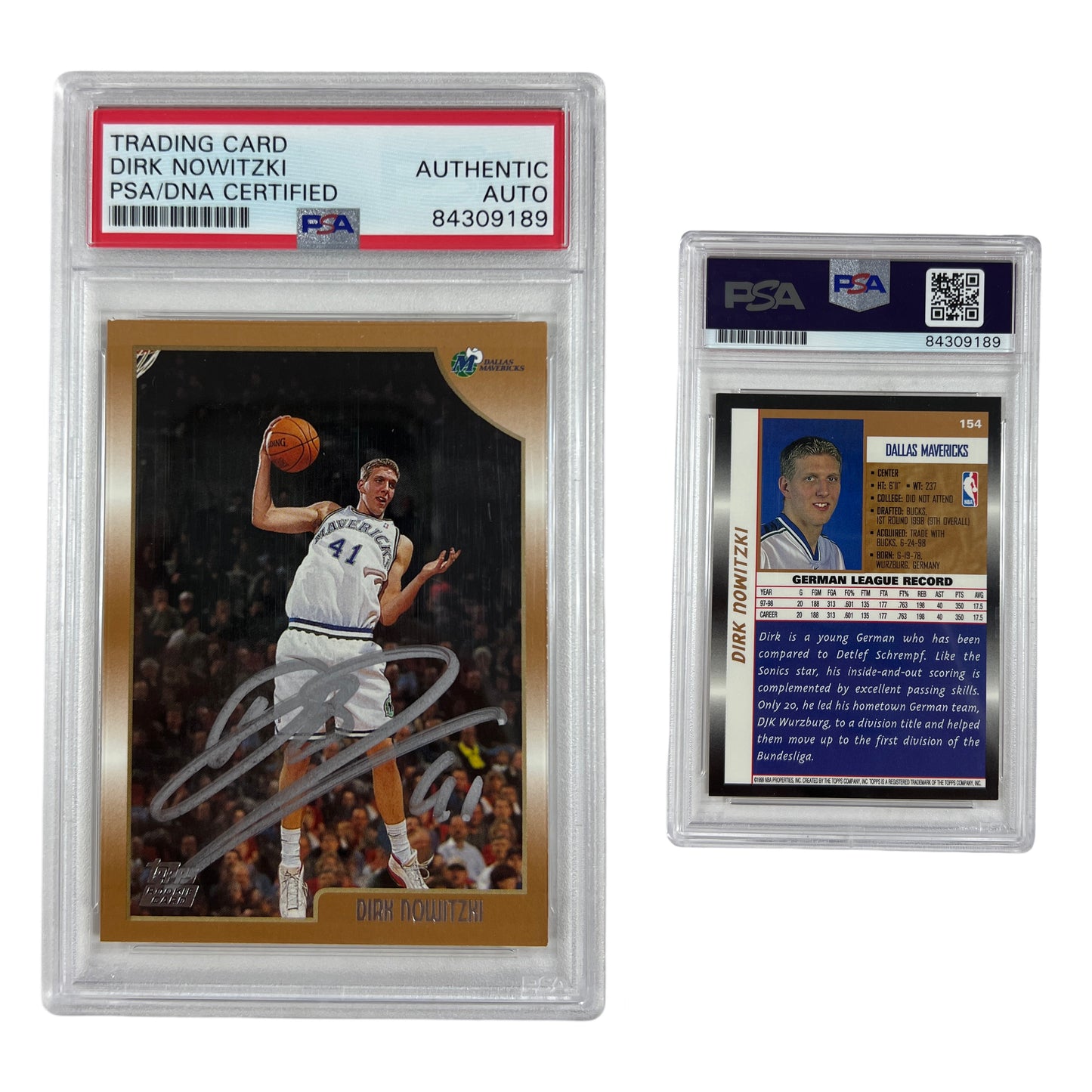 1998 Dirk Nowitzki Topps #154 Autographed PSA Auto Authentic