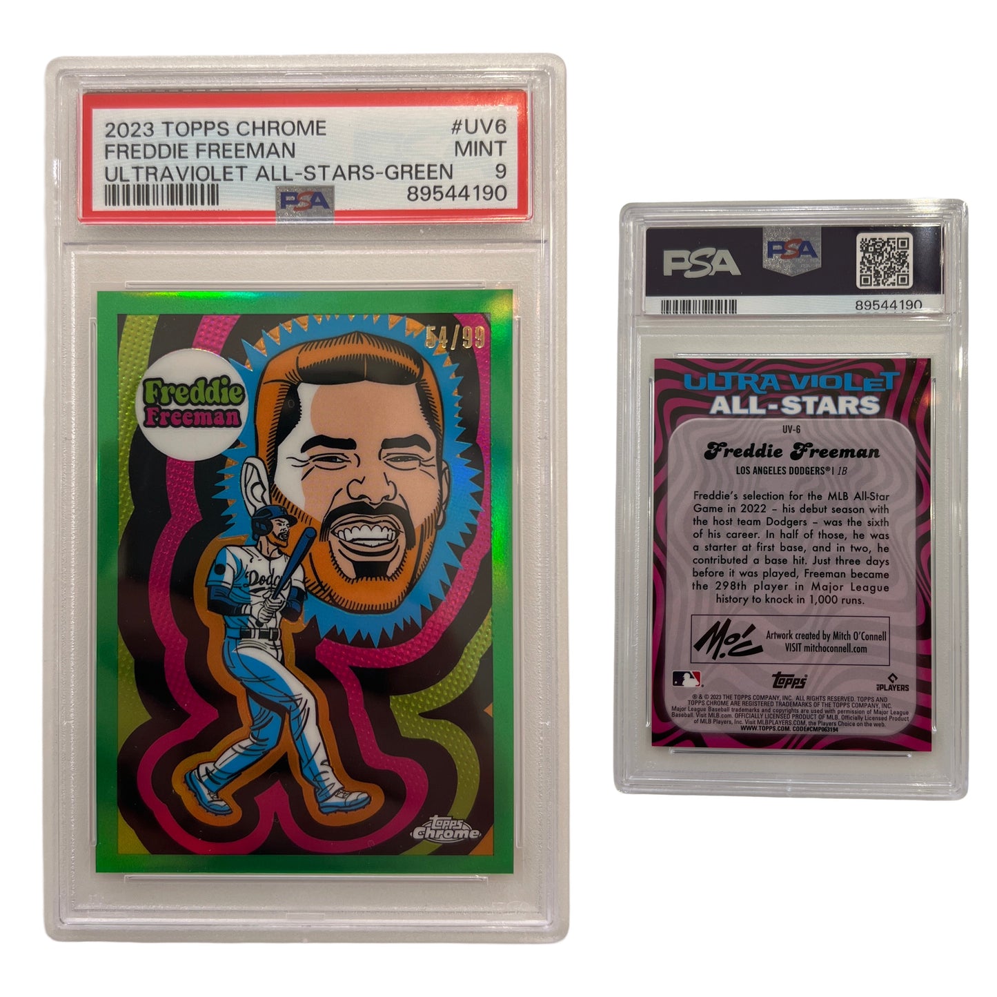 2023 Freddie Freeman Topps Chrome Ultraviolet All Stars Green /99 #UV6 PSA MINT 9