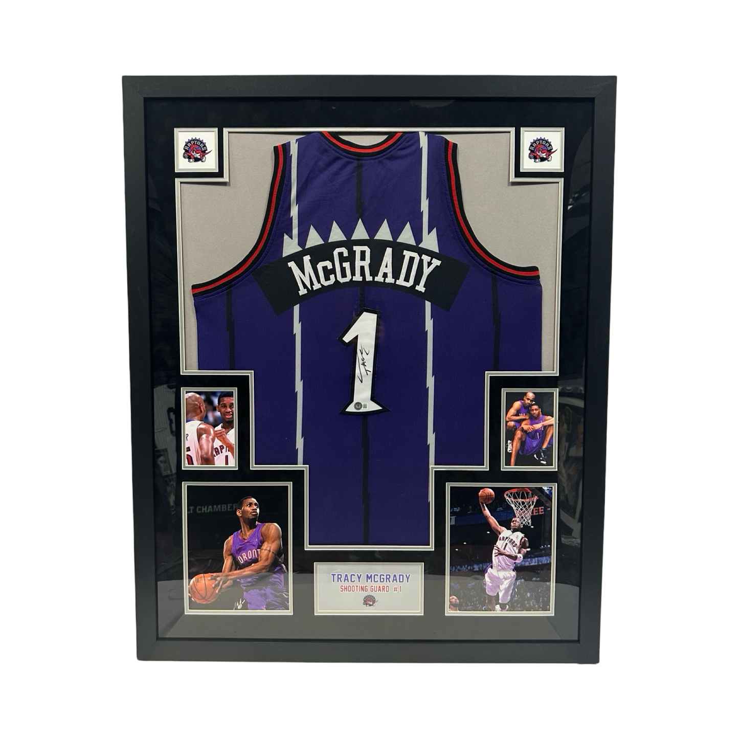 Tracy McGrady Autographed Toronto Raptors Framed Purple Jersey Beckett