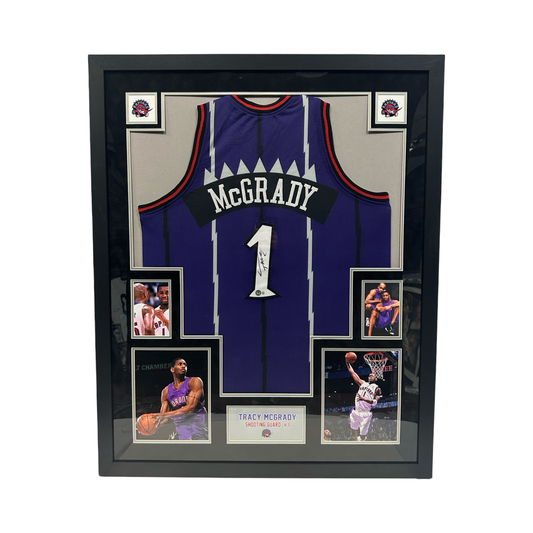 Tracy McGrady Autographed Toronto Raptors Framed Purple Jersey Beckett