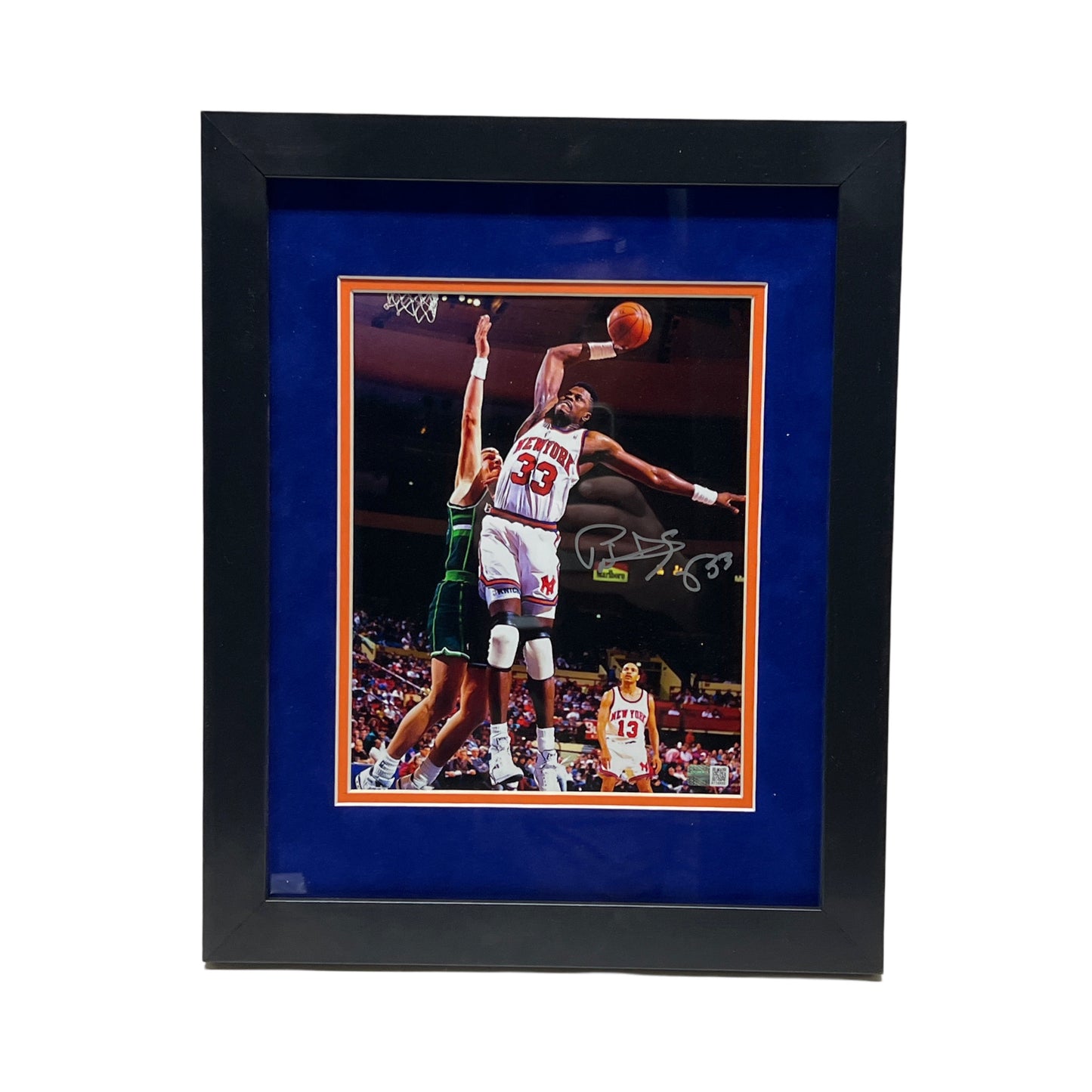 Patrick Ewing Autographed New York Knicks Framed Dunk 8x10 Steiner CX