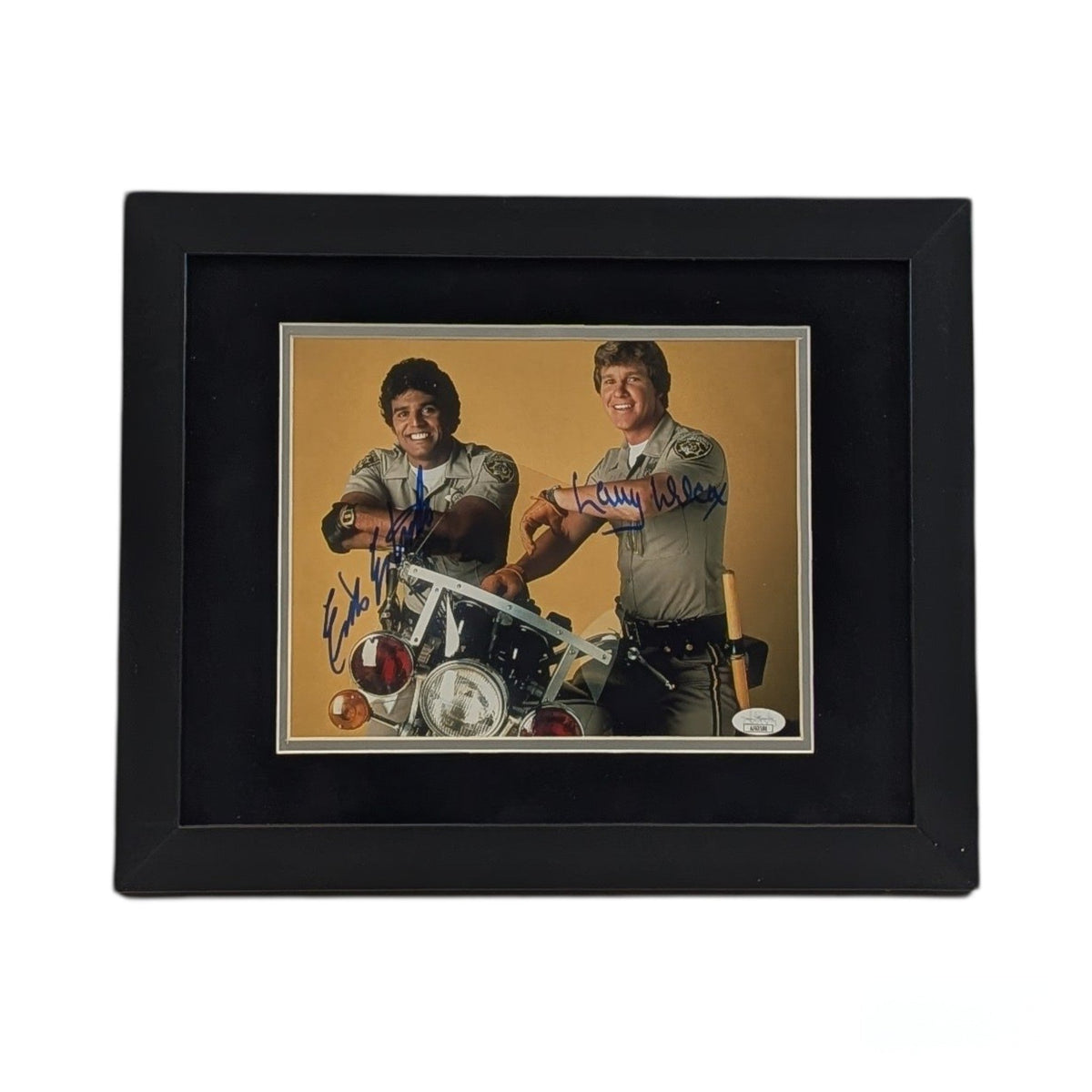 Erik Estrada & Larry Wilcox Autographed CHIPS Yellow Framed 8x10 JSA