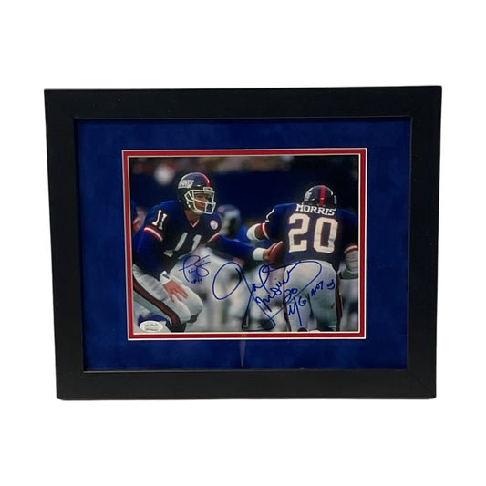 Phil Simms & Joe Morris Autographed New York Giants Handoff Framed 8x10 JSA