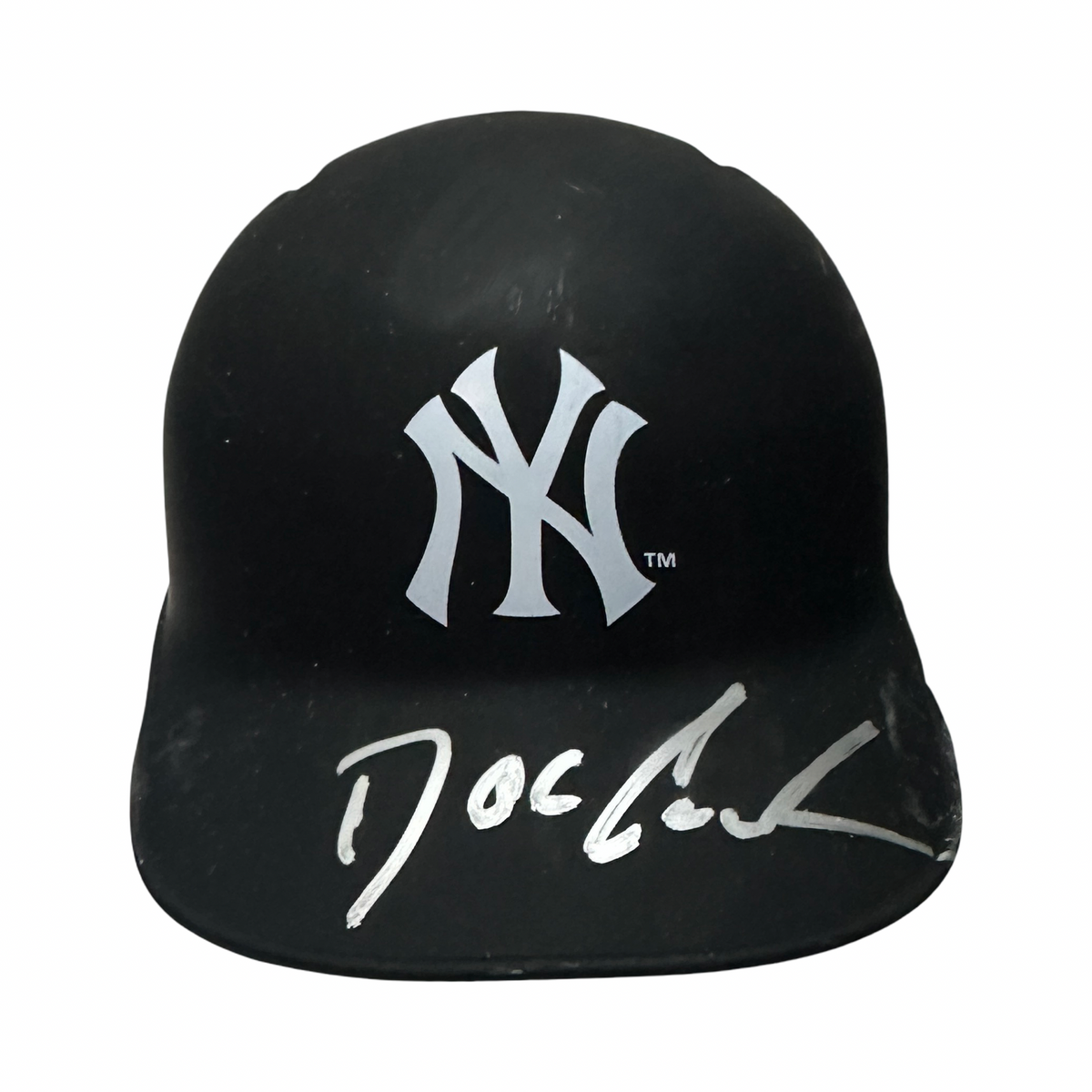 Doc Gooden Autographed New York Yankees Flat Black Mini Helmet Beckett BAS