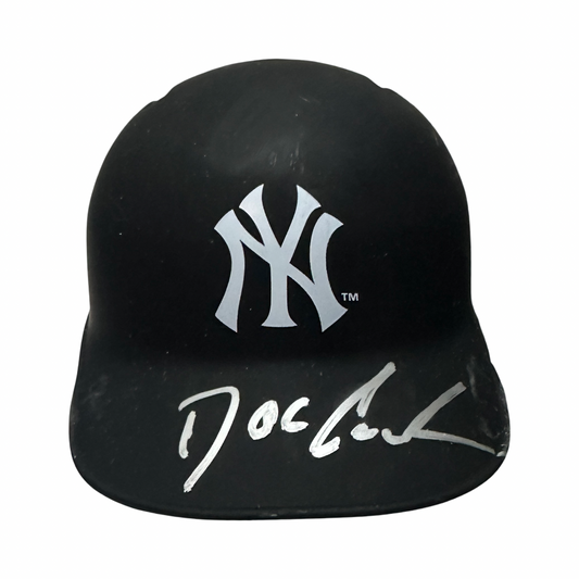 Doc Gooden Autographed New York Yankees Flat Black Mini Helmet Beckett BAS