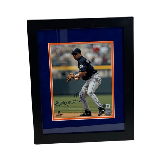 Edgardo Alfonzo Autographed New York Mets Fielding Framed 8x10 Beckett