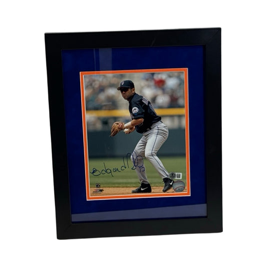 Edgardo Alfonzo Autographed New York Mets Fielding Framed 8x10 Beckett