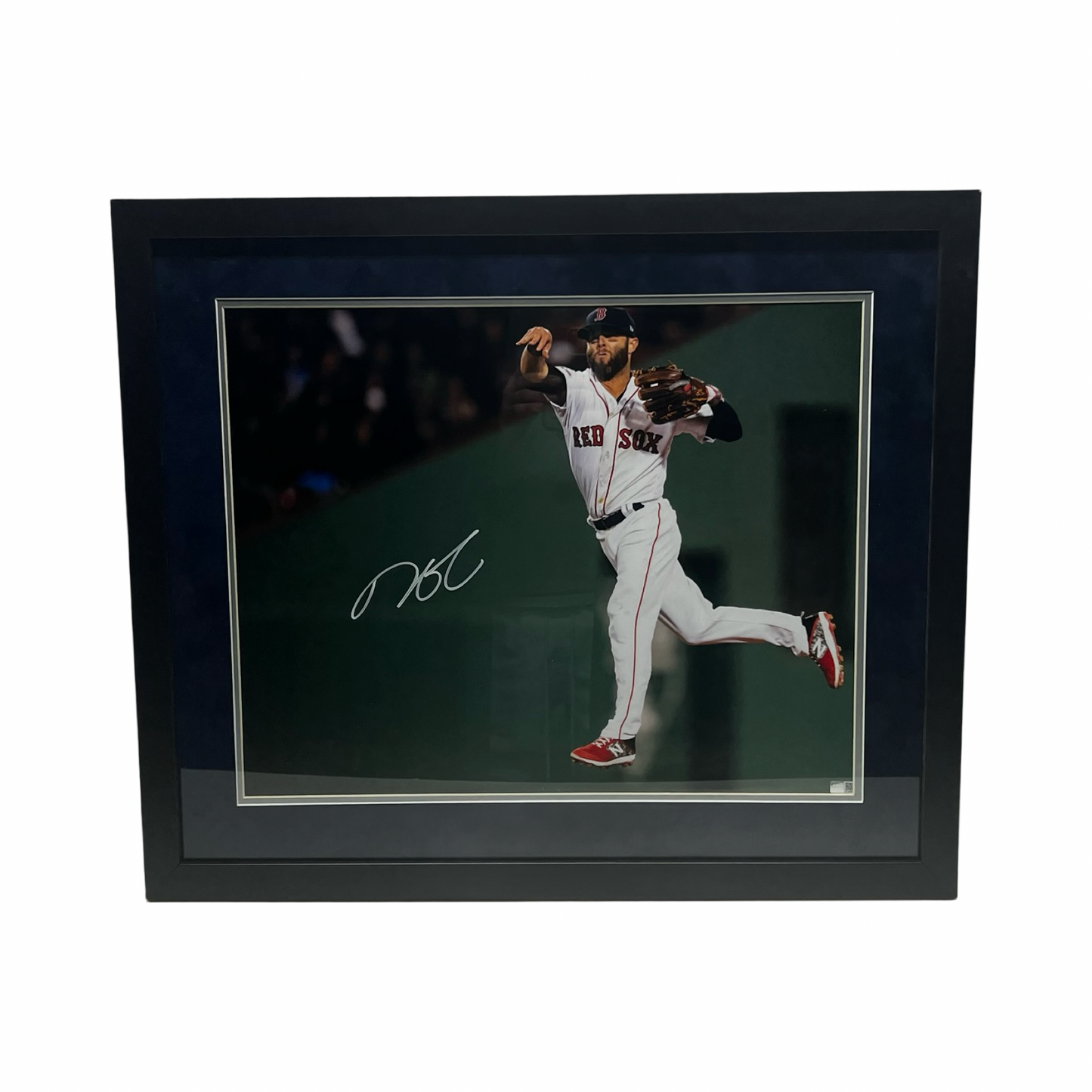 Dustin Pedroia Autographed Boston Red Sox Jump Throw 16x20 Steiner CX - Framed