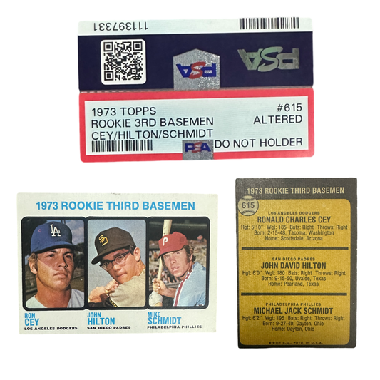 1973 Rookie 3rd Baseman Cey, Hilton, Schmidt Topps #615 PSA Altered No Holder