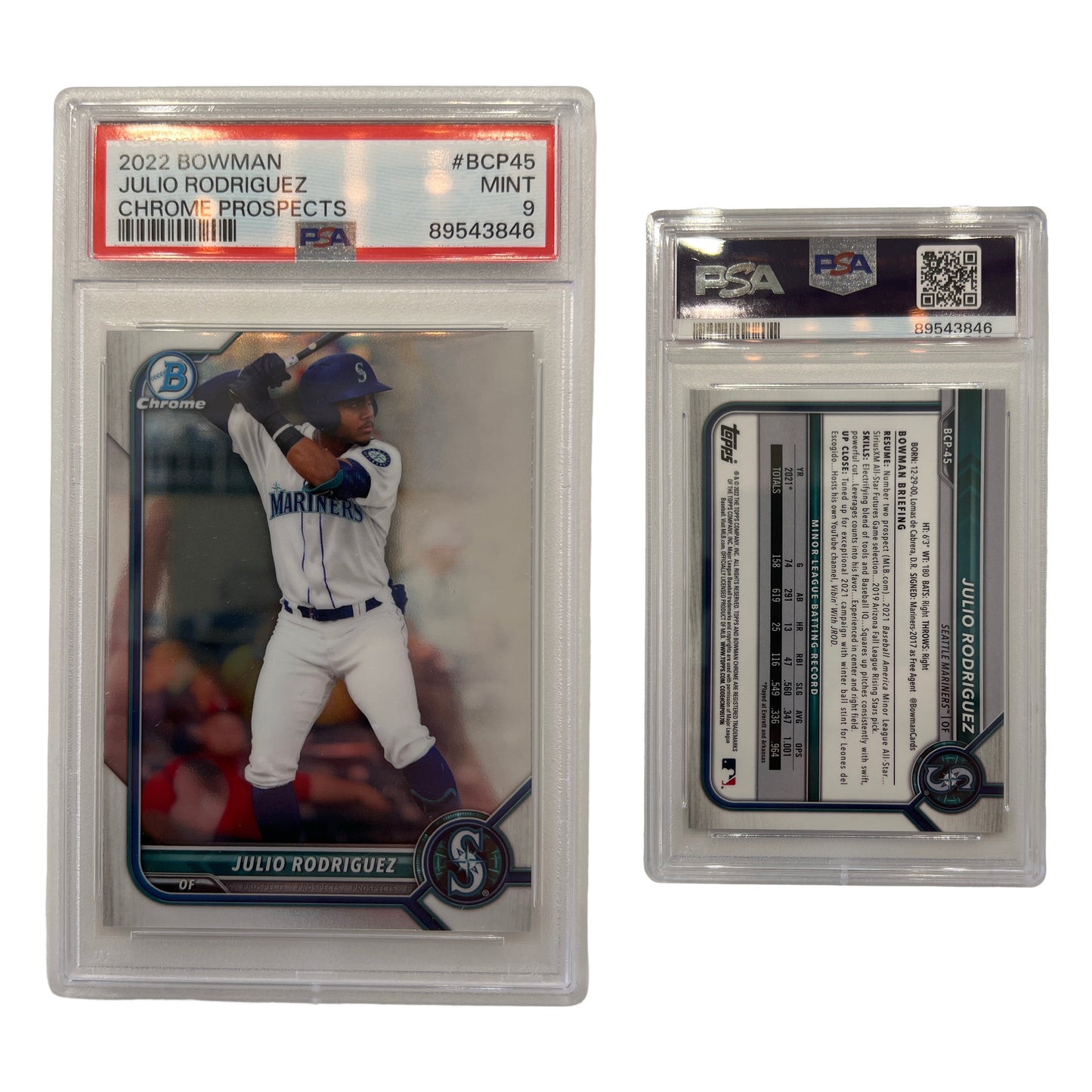 2022 Julio Rodriguez Bowman Chrome Prospects #BCP45 PSA MINT 9