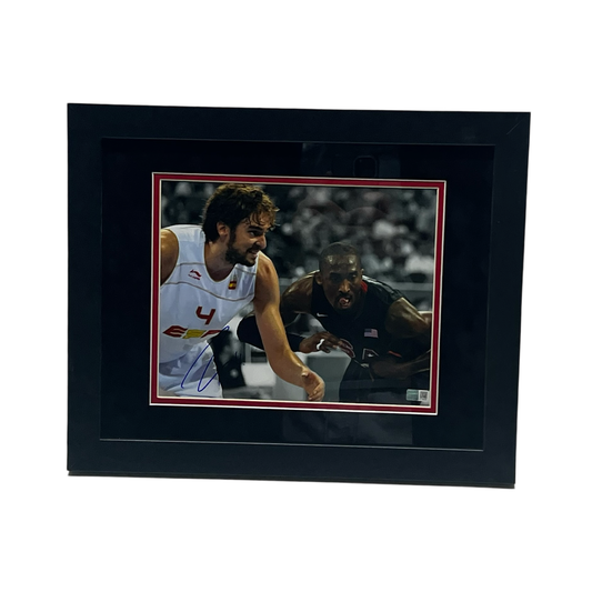 Pau Gasol Autographed Spain vs. Kobe 8x10 Steiner CX - Framed