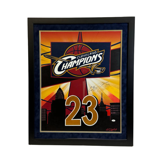 Lebron James Autographed Cleveland Cavaliers Framed 22x28 Photo JSA