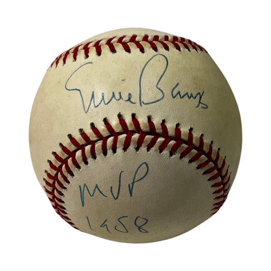 Ernie Banks Autographed Official American League Baseball "MVP 1958" JSA