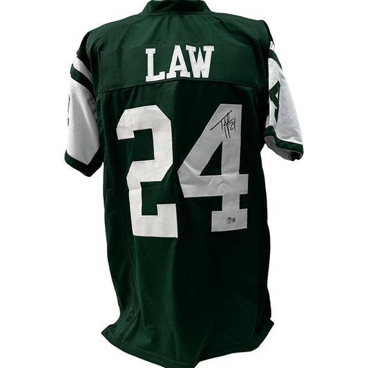 Ty Law Autographed New York Jets Green Jersey Beckett