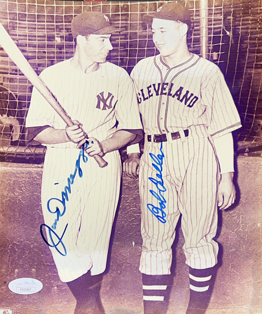 Joe Dimmagio & Bob Feller Autographed 8x10 Photo JSA